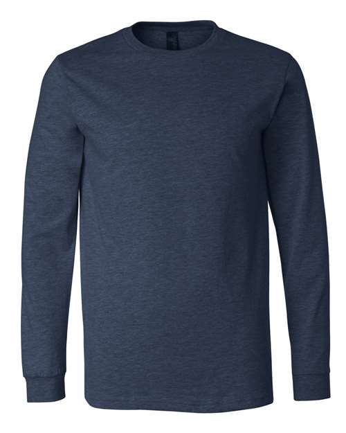 Bella + Canvas 3501 Unisex Jersey Long-Sleeve T-Shirt #color_HEATHER NAVY