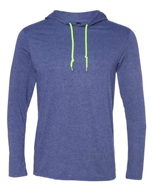 Anvil 987AN Adult Lightweight Long-Sleeve Hooded T-Shirt #color_HTH BLU/ NEO YEL