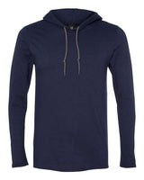 Anvil 987AN Adult Lightweight Long-Sleeve Hooded T-Shirt #color_NAVY/ DARK GREY