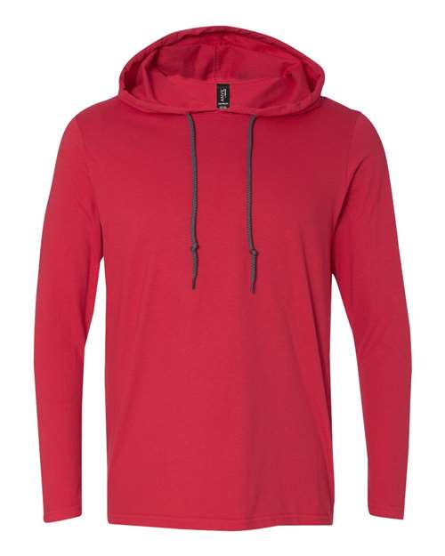 Anvil 987AN Adult Lightweight Long-Sleeve Hooded T-Shirt #color_RED/ DARK GREY