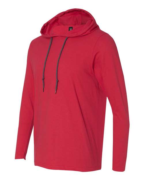 Anvil 987AN Adult Lightweight Long-Sleeve Hooded T-Shirt #color_RED/ DARK GREY