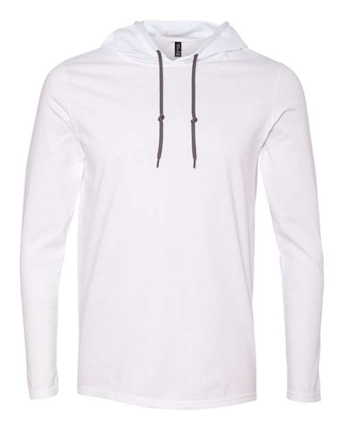 Anvil 987AN Adult Lightweight Long-Sleeve Hooded T-Shirt #color_WHITE/ DARK GREY