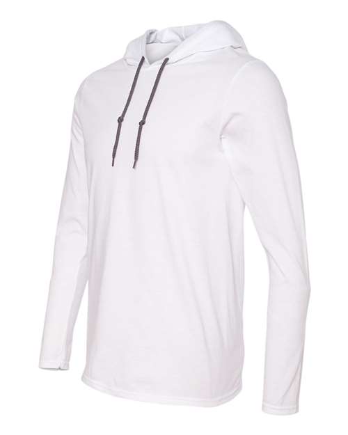 Anvil 987AN Adult Lightweight Long-Sleeve Hooded T-Shirt #color_WHITE/ DARK GREY