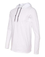 Anvil 987AN Adult Lightweight Long-Sleeve Hooded T-Shirt #color_WHITE/ DARK GREY