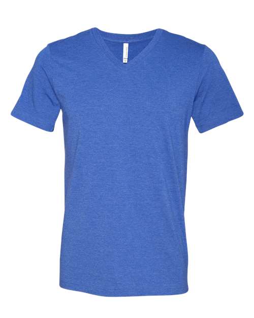 Bella + Canvas 3005 Unisex Jersey Short-Sleeve V-Neck T-Shirt #color_HTHR TRUE ROYAL