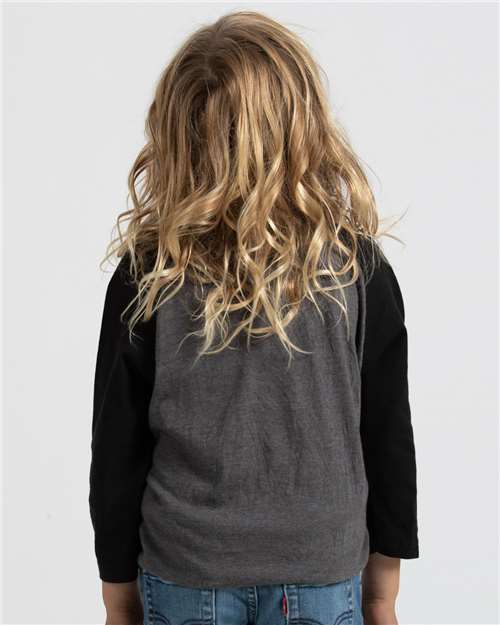 Tultex 245Y Youth Raglan T-Shirt #color_Heather Charcoal/ Black