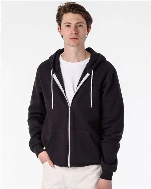 Los Angeles Apparel F97 USA-Made Flex Fleece Full-Zip Hooded Sweatshirt #color_Black