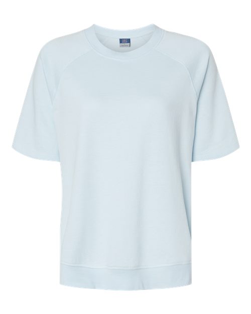 MV Sport W23711 Women's French Terry Short Sleeve Crewneck Pullover #color_Arctic Blue