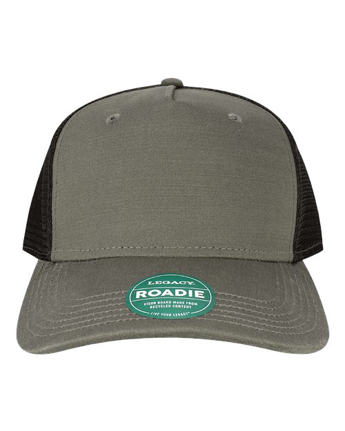 LEGACY ROADIE Five-Panel Trucker Cap #color_Charcoal Slub/ Black