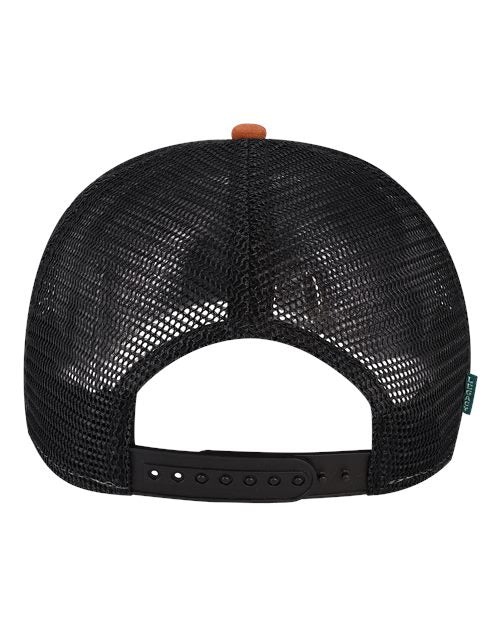 LEGACY ROADIE Five-Panel Trucker Cap #color_Copper Slub/ Black