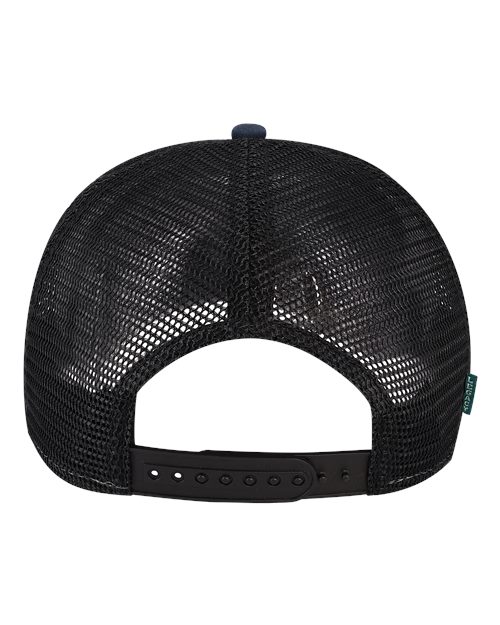 LEGACY ROADIE Five-Panel Trucker Cap #color_Navy Slub/ Black