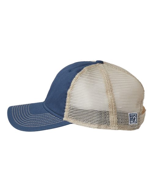 The Game GB880 Soft Trucker Cap #color_Vintage Blue/ Khaki