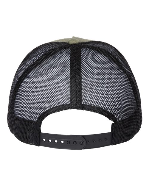 Atlantis Headwear ZION Sustainable Five-Panel Trucker Cap #color_Olive/ Black