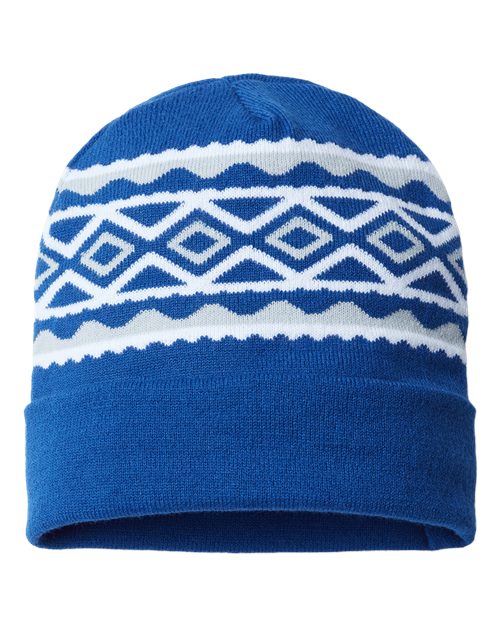 CAP AMERICA RKD12 USA- Made Diamond Cuffed Beanie #color_True Royal/ Silver