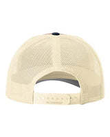 Richardson 115 Low Pro Trucker Cap #color_Dark Orange/ Birch/ Patriot Blue