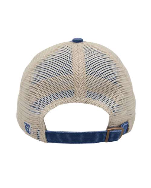 The Game GB460 Pigment-Dyed Trucker Cap #color_Royal/ Stone