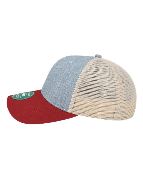 LEGACY MPS Mid-Pro Snapback Trucker Cap #color_Melange Light Blue/ Cardinal/ Stone