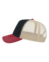 Atlantis Headwear RAPPER Sustainable Canvas Cap #color_Navy/ Burgundy/ Khaki