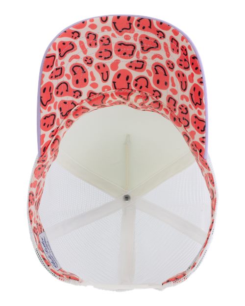 Infinity Her ROSIE Women's Foam Trucker Cap #color_Ivory/ Lavender/ White/ Smiley
