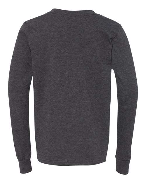 Bella + Canvas 3501Y Youth Jersey Long-Sleeve T-Shirt #color_DK GREY HTHR