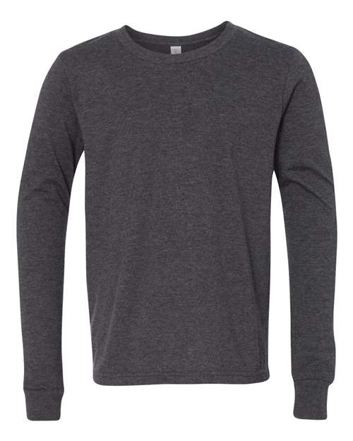 Bella + Canvas 3501Y Youth Jersey Long-Sleeve T-Shirt #color_DK GREY HTHR