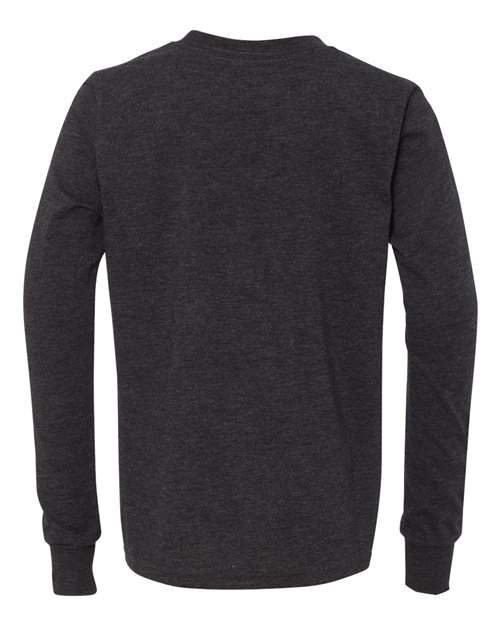 Bella + Canvas 3501Y Youth Jersey Long-Sleeve T-Shirt #color_CHAR-BLK TRIBND