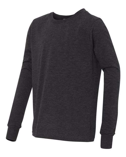 Bella + Canvas 3501Y Youth Jersey Long-Sleeve T-Shirt #color_CHAR-BLK TRIBND