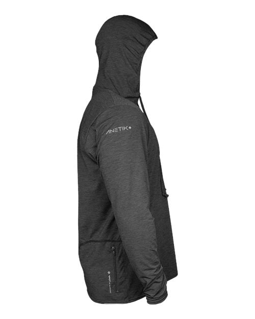 ANETIK MVLPRH8 Low Pro Tech Hooded Long Sleeve T-Shirt #color_Charcoal Heathered