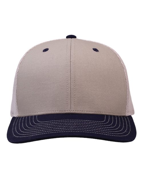 The Game GB452E Everyday Trucker Cap #color_Khaki/ Navy/ Stone