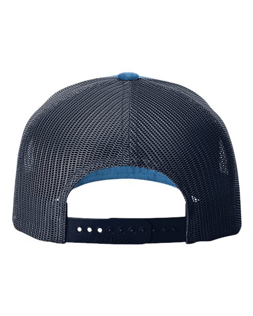 Richardson 112PFP Five-Panel Printed Trucker Cap #color_Realtree Fishing Light Blue/ Navy