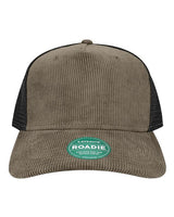 LEGACY ROADIE Five-Panel Trucker Cap #color_Dark Grey Corduroy/ Black