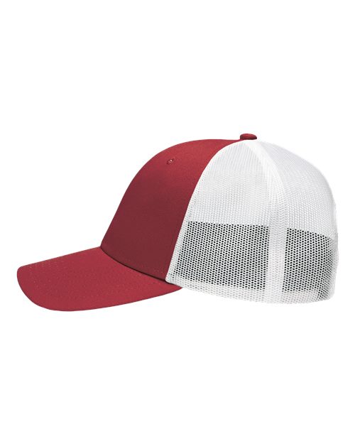 Sportsman SP1450 Traditional Lo-Pro Mesh Back Trucker Fit Cap #color_Chino Cardinal/ White