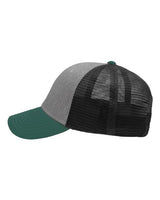 Sportsman SP1450 Traditional Lo-Pro Mesh Back Trucker Fit Cap #color_Heather Grey/ Charcoal/ Forest Green