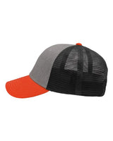 Sportsman SP1450 Traditional Lo-Pro Mesh Back Trucker Fit Cap #color_Heather Grey/ Charcoal/ Orange