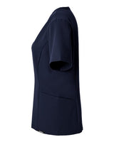 Jaanuu W10003 Women's Calix Fit & Flare Scrub V-Neck Top #color_Midnight Navy