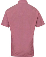 Artisan Collection by Reprime RP221 Mens Microcheck Gingham Short-Sleeve Cotton Shirt #color_RED/ WHITE
