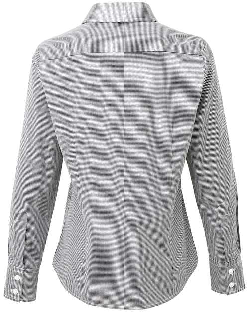 Artisan Collection by Reprime RP320 Ladies' Microcheck Gingham Long-Sleeve Cotton Shirt #color_BLACK/ WHITE