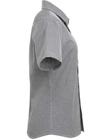 Artisan Collection by Reprime RP321 Ladies' Microcheck Gingham Short-Sleeve Cotton Shirt #color_BLACK/ WHITE