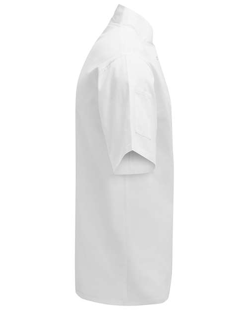 Artisan Collection by Reprime RP664 Unisex Studded Front Short-Sleeve Chef's Coat #color_WHITE