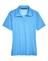 Devon & Jones DG22W CrownLux PerformanceLadies' Address Melange Polo #color_OCEAN BLUE HTHR