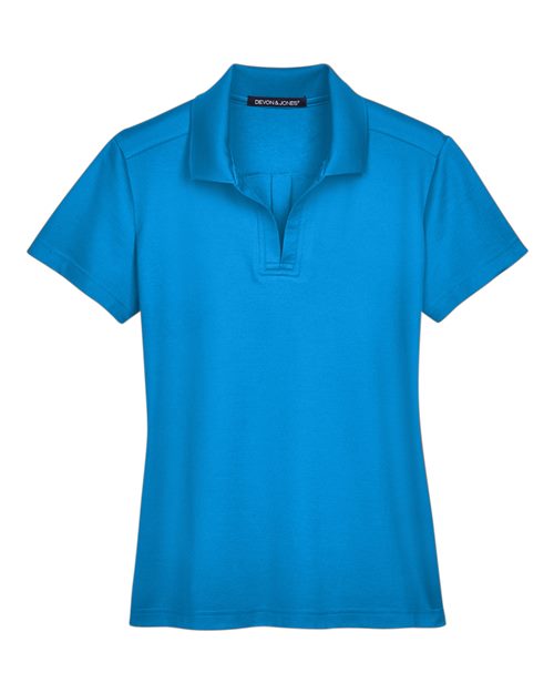Devon & Jones DG20W CrownLux Performance Ladies' Plaited Polo #color_OCEAN BLUE