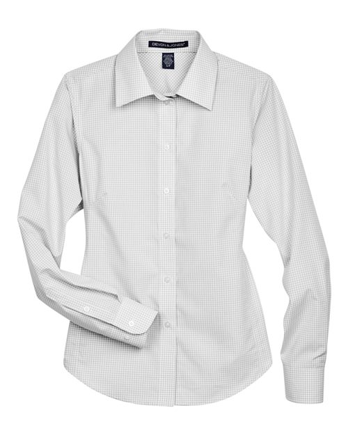 Devon & Jones D640W Ladies' Crown Woven Collection Gingham Check #color_SILVER