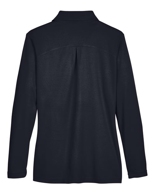 Devon & Jones DG20LW CrownLux Performance Ladies' Plaited Long Sleeve Polo #color_BLACK