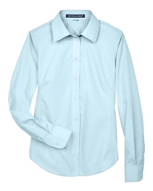Devon & Jones D620W Ladies' Crown Woven Collection Solid Broadcloth #color_CRYSTAL BLUE