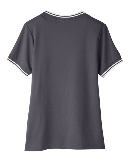 Devon & Jones DG20CW Ladies' CrownLux Performance Plaited Tipped V-Neck Polo #color_GRAPHITE/ WHITE