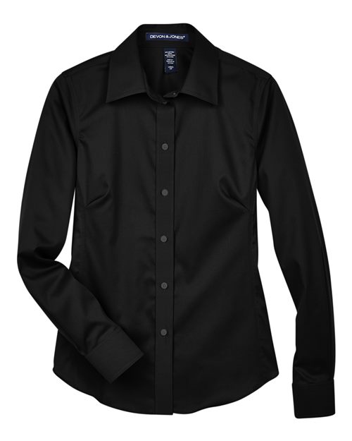 Devon & Jones DG530W Ladies' Crown Woven Collection Solid Stretch Twill #color_BLACK