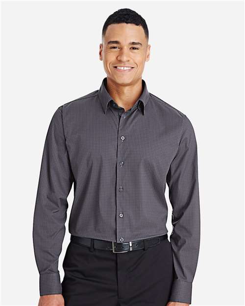 Devon & Jones DG535 CrownLux Performance Men's Tonal Mini Check Shirt #color_CARBON