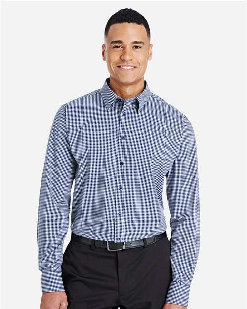 Devon & Jones DG535 CrownLux Performance Men's Tonal Mini Check Shirt #color_NAVY
