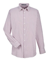 Devon & Jones DG540 CrownLux Performance Men's Micro Windowpane Shirt #color_BURGUNDY/ WHITE