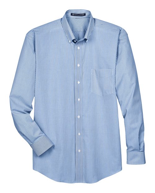 Devon & Jones D645 Men's Crown Woven Collection Banker Stripe #color_FRENCH BLUE